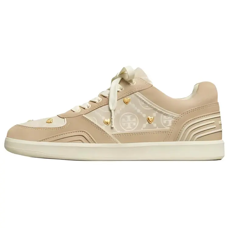 TORY BURCH Низкие женские кроссовки для скейтбординга T Monogram бежевого цвета