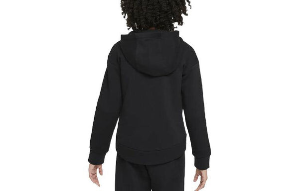 Толстовка (GS) Nike Solid Color Logo Printing Hooded Zipper Long Sleeves Boy Girls Black, черный — фото 2