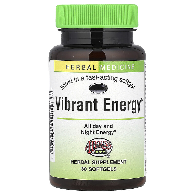 

Herbs Etc., Vibrant Energy , 30 мягких таблеток