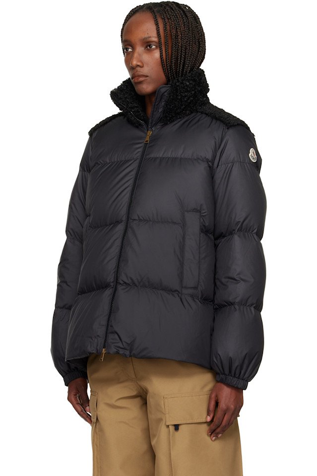 Короткая пуховая куртка Esnaie с отделкой "мишка" Moncler, черный — фото 4