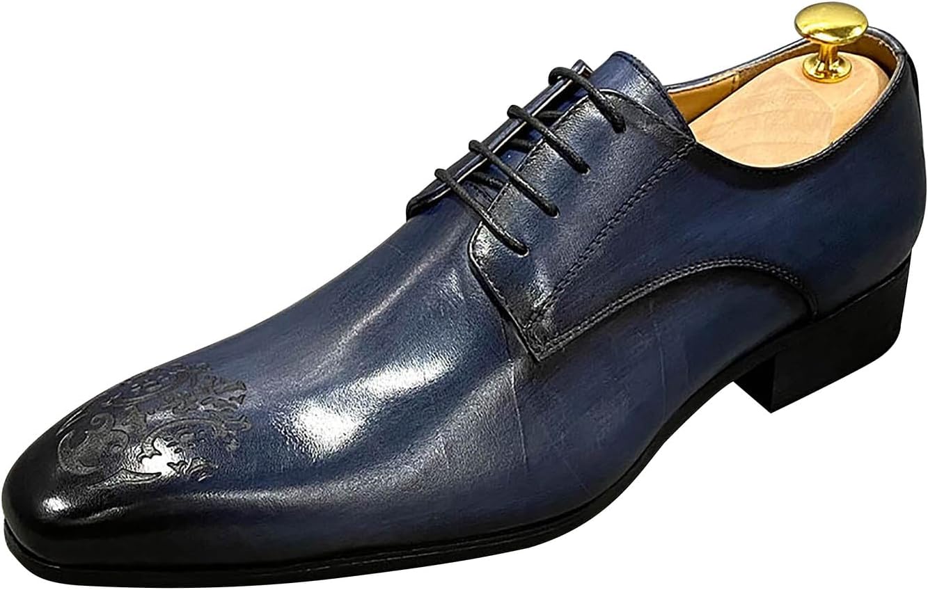 

Мужские оксфорды Santimon, повседневные туфли из натуральной кожи, ручная работа, дерби, для свадьбы, смокинга, формальная и модная обувь для ходьбы, синий