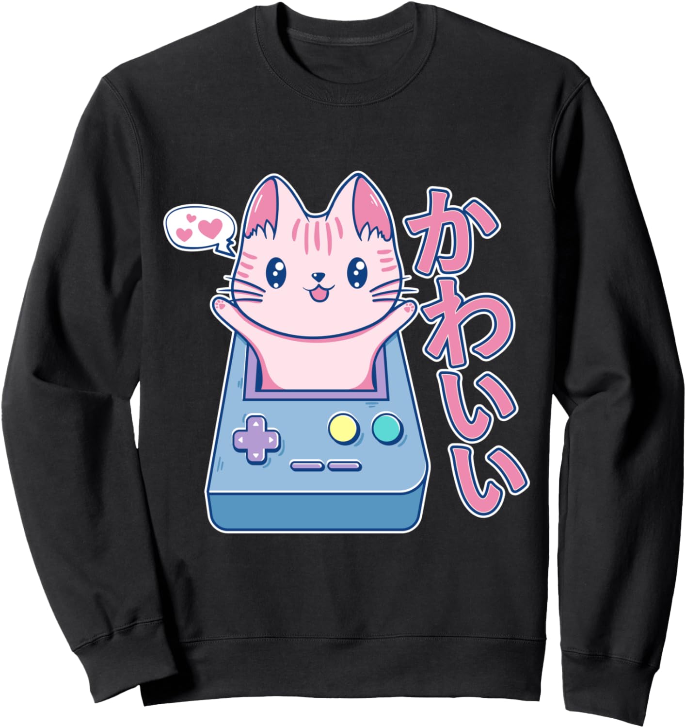 

Милый кот 90-х, кавайный чиби, видеоигры, толстовка с изображением кота из видеоигры Cute Cat Video Game, черный