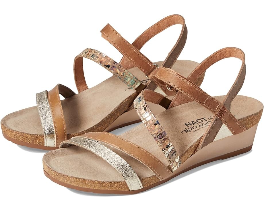 Туфли Naot Hero, цвет Radiant Gold/Golden Floral/Arizona Tan Leather