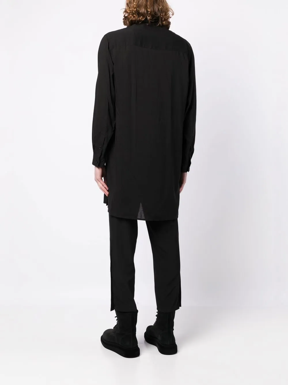 Рубашка с воротником асимметричного кроя Yohji Yamamoto, черный — фото 4