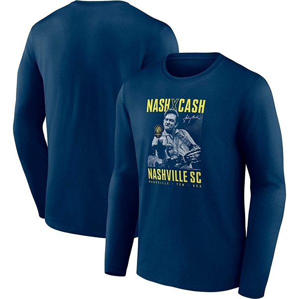 

Мужская футболка с длинным рукавом nashville sc johnny cash navy Fanatics