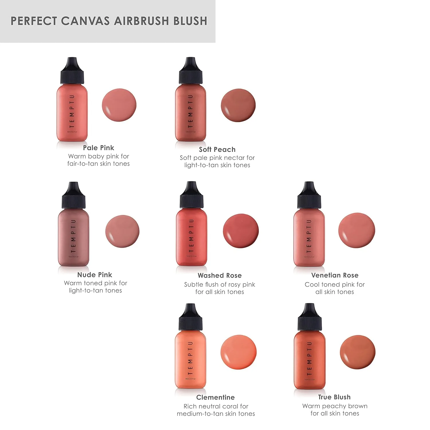 Румяна TEMPTU Perfect Canvas Airbrush Blush: стойкий, высокопигментированный макияж, регулируемая плотность покрытия, сияющий, естественный оттенок, подходит для всех типов кожи., Clementine — фото 3