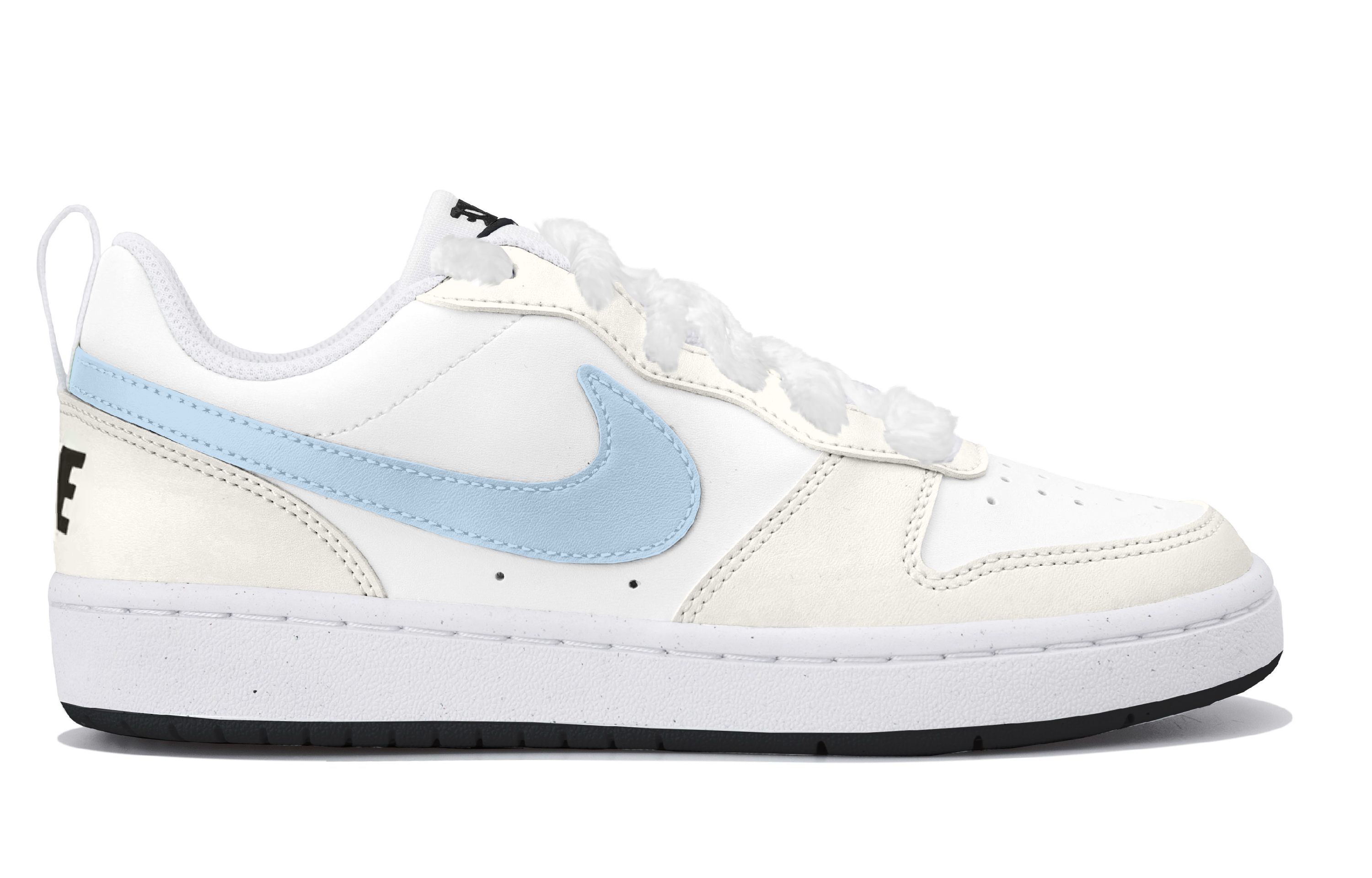 Nike Court Borough Fish Blue Tone Low top детские скейтерские кроссовки бежево-голубые для подростков — фото 3