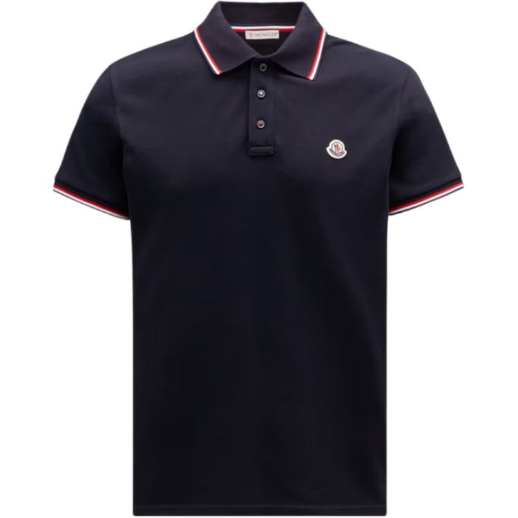 

Поло с коротким рукавом и нашивкой с логотипом Moncler, темно-синий