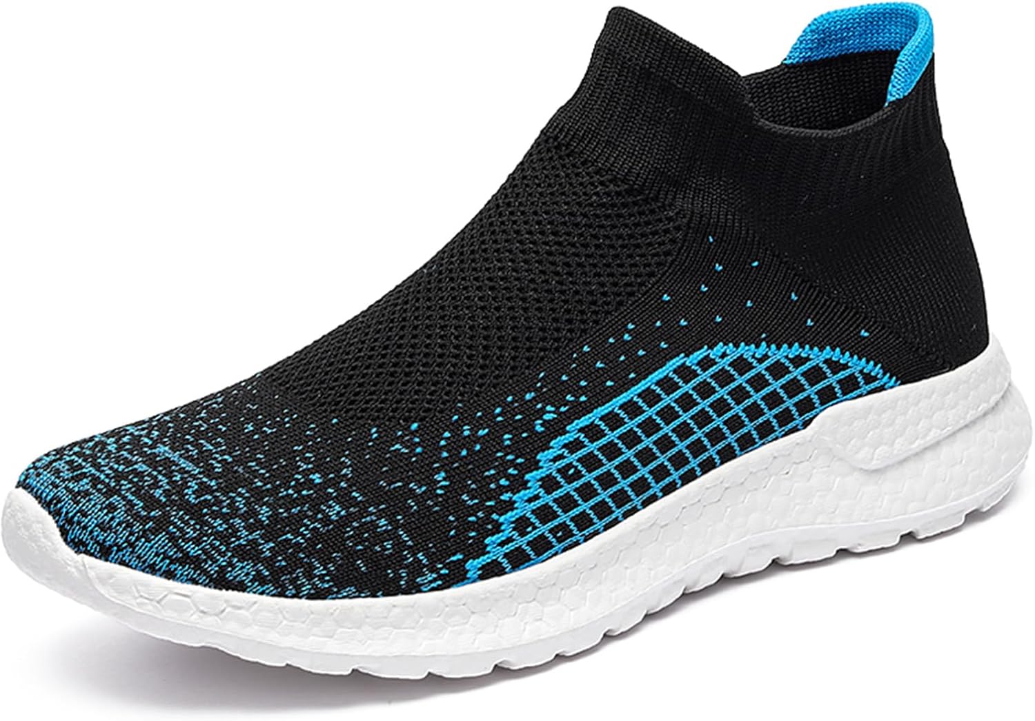 

Мужские кроссовки слипоны для бега и ходьбы, дышащие сетчатые кроссовки, высокоэластичные вязаные летние спортивные ботинки Generic, синий