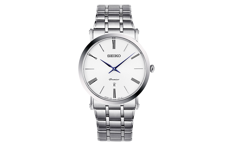 

Кварцевый механизм Мужские часы SEIKO с белым циферблатом на стальном браслете