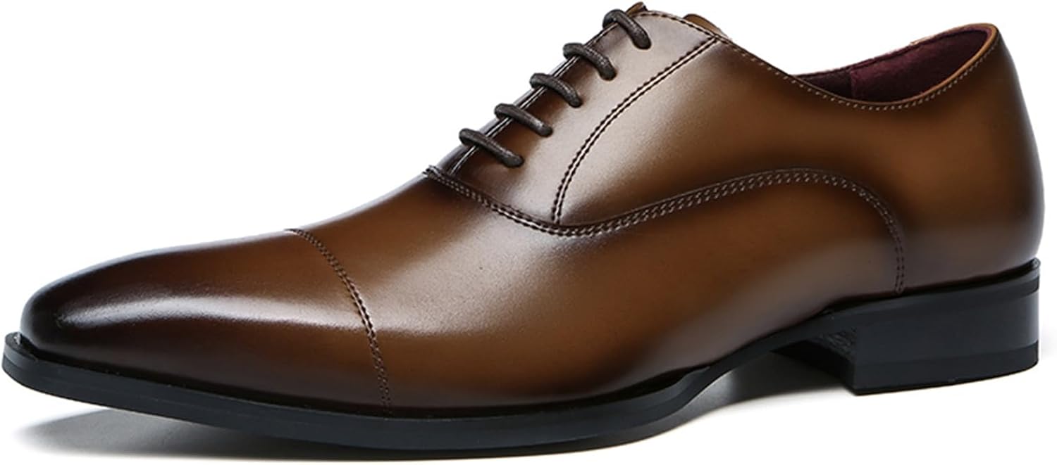 

Мужские классические туфли-оксфорды на шнурках из натуральной кожи с утолщенной подошвой и заостренным носком, дерби, подходят для делового офиса, свадеб и посещения церкви Negyanme, коричневый