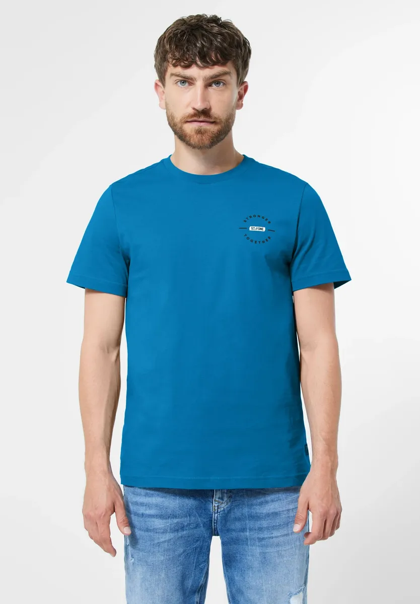 

Футболка STREET ONE MEN с надписью, цвет Laguna Blue