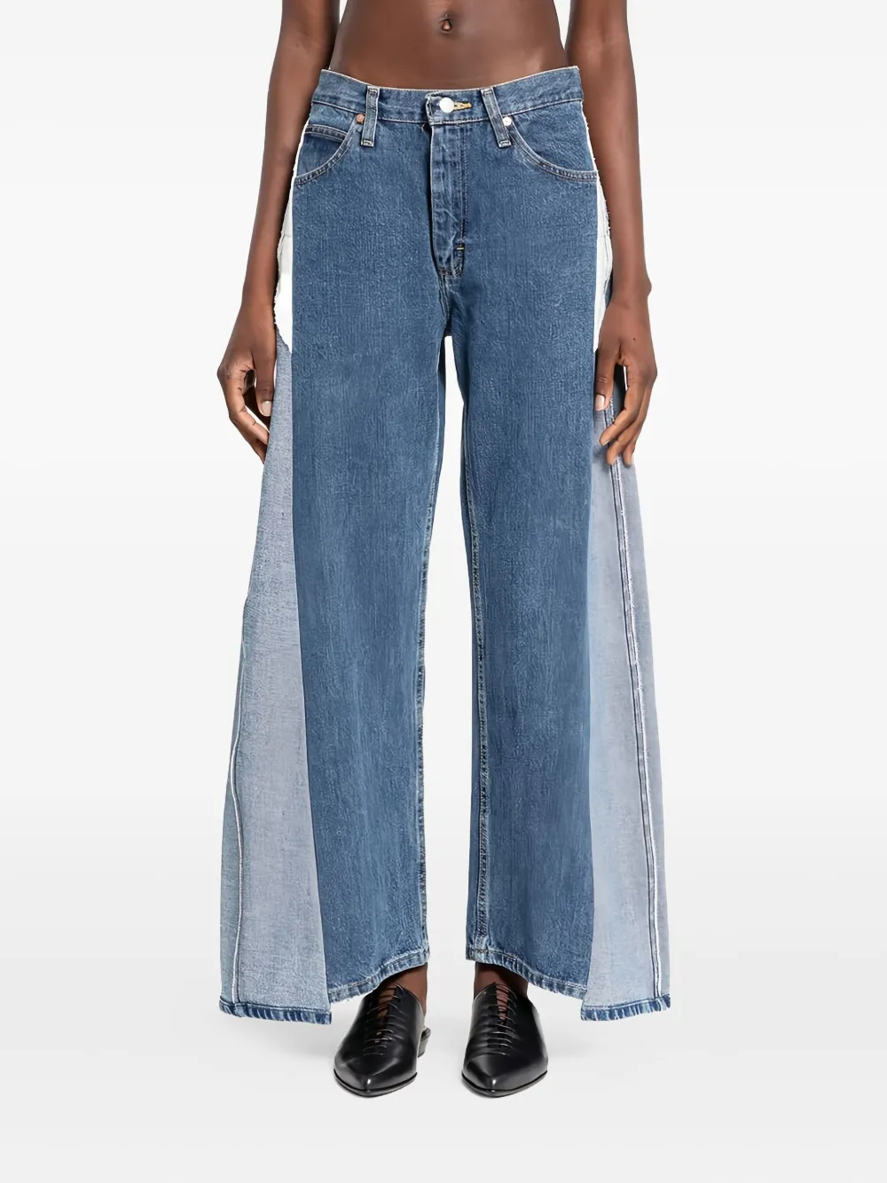 

Джинсы с потертостями и вставками E.L.V DENIM, синий