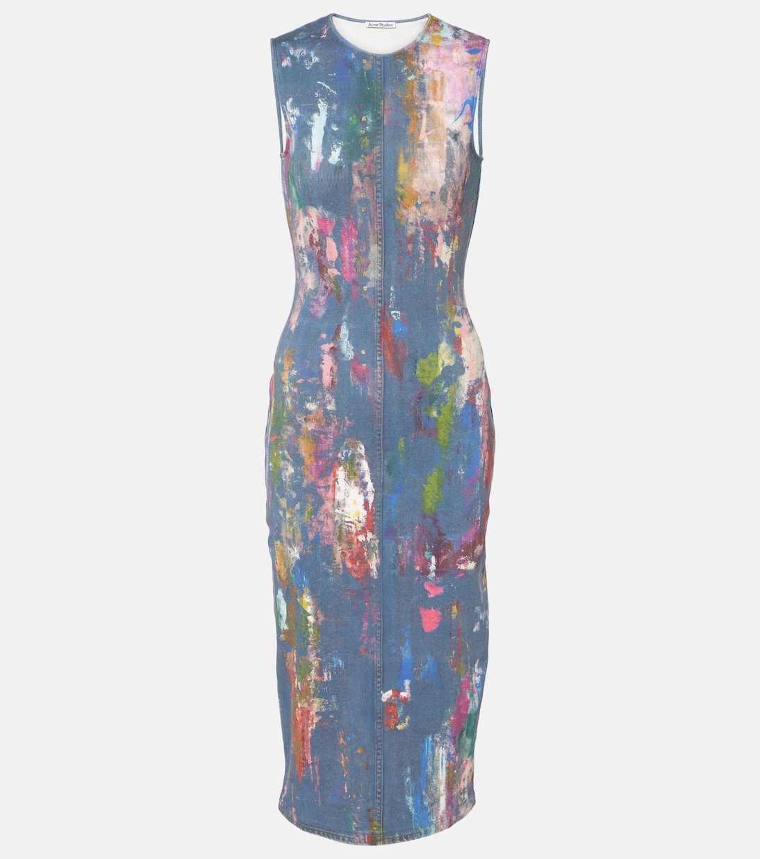 Платье миди из хлопковой смеси с принтом Enka Acne Studios, Blue Multi
