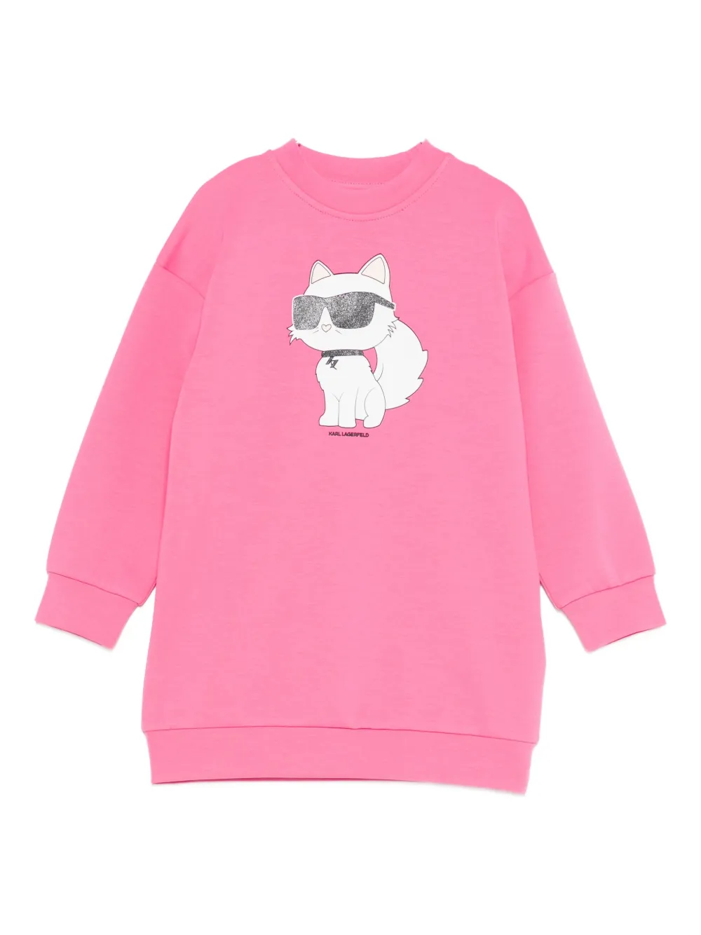 

Платье-свитшот с кошачьим мотивом KARL LAGERFELD KIDS, розовый