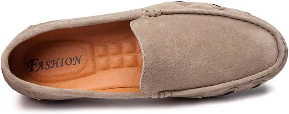 Лоферы классические Men Penny Loafers Classic Rubber Sole Boat Shoes Moccasins, хаки TEDALIHAO — фото 3