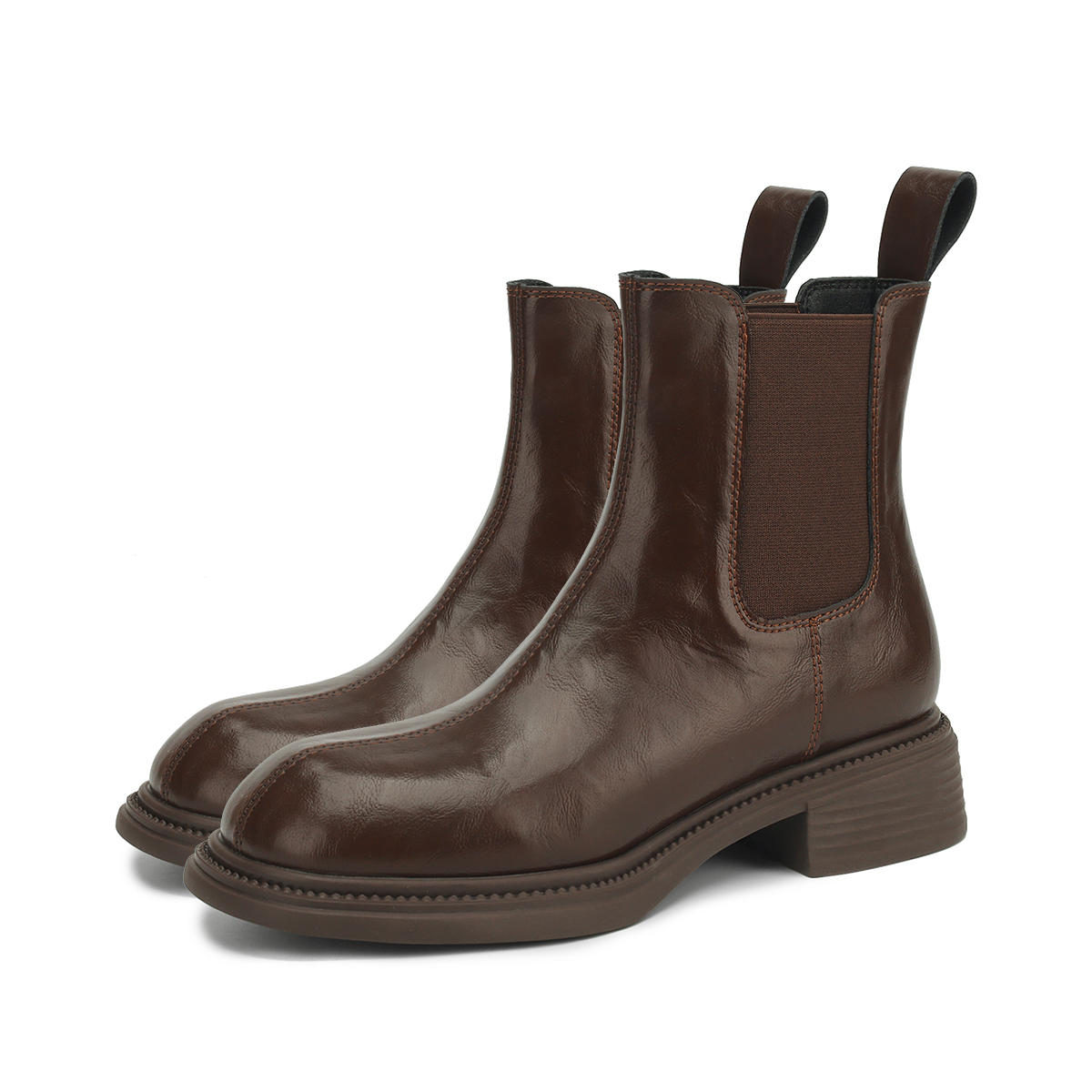 FOXER Женские короткие челси ботинки с коричневой флисовой подкладкой, цвет Brown (Fleece-Lined)