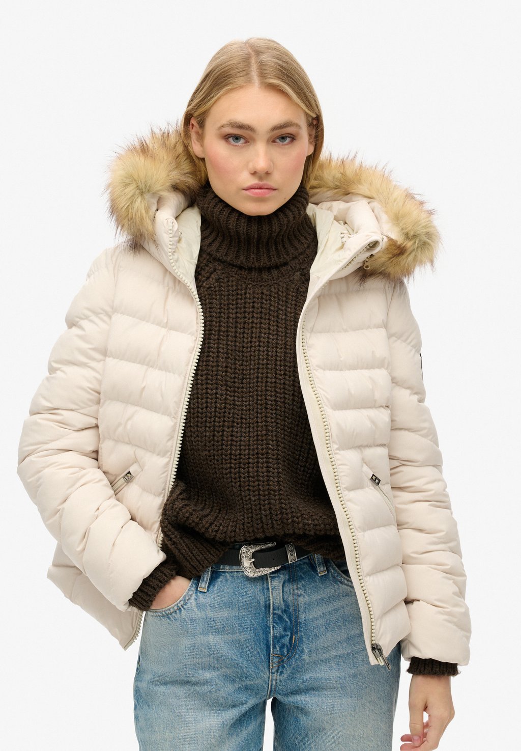 

Зимняя куртка FUJI HOODED PADDED Superdry, бежевый