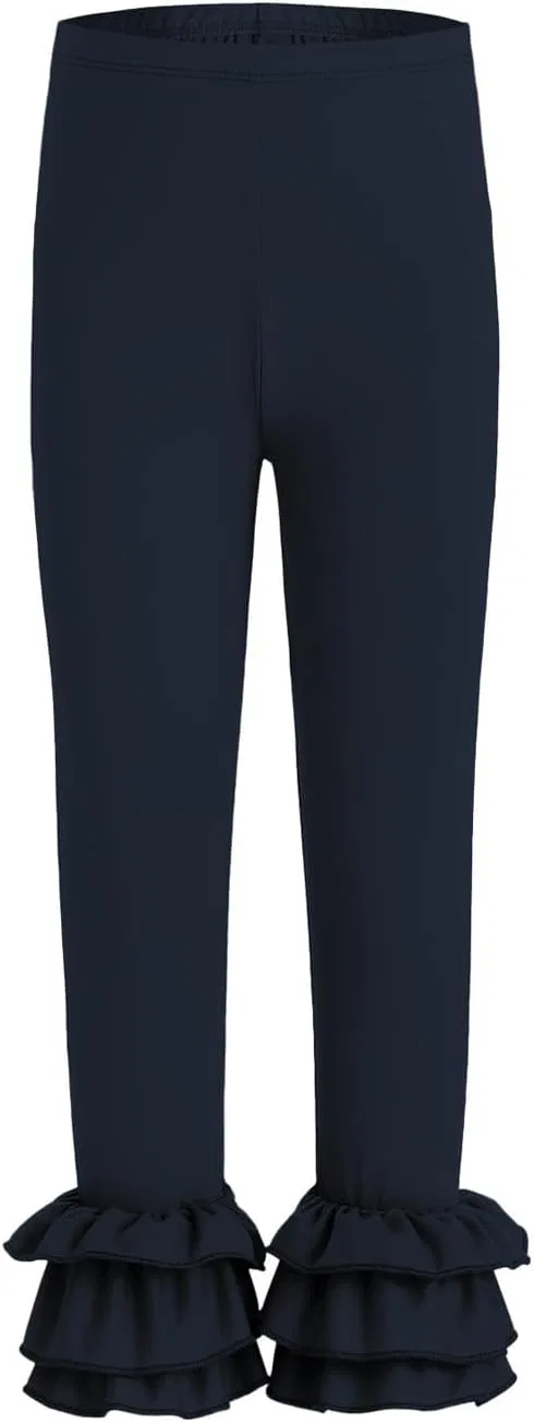 Леггинсы для девочек с рюшами, ярусные, бренд Generic, Navy — фото 4