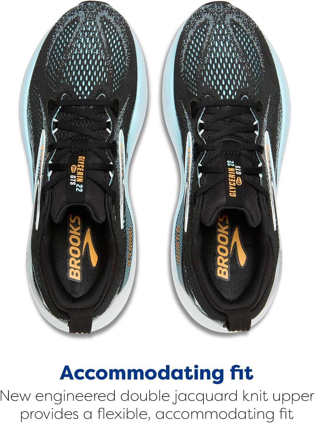 Мужские беговые кроссовки Brooks Glycerin GTS 22 с поддержкой, черный/оранжевый — фото 4