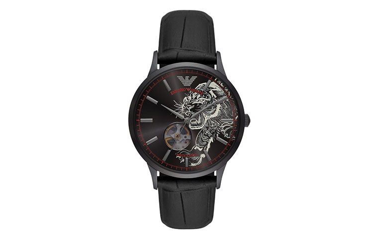 

EMPORIO ARMANI Часы Wrist Watch Mechanical Movement Genuine Leather Strap 43mm Black Dial Men's Watch, Black Dial