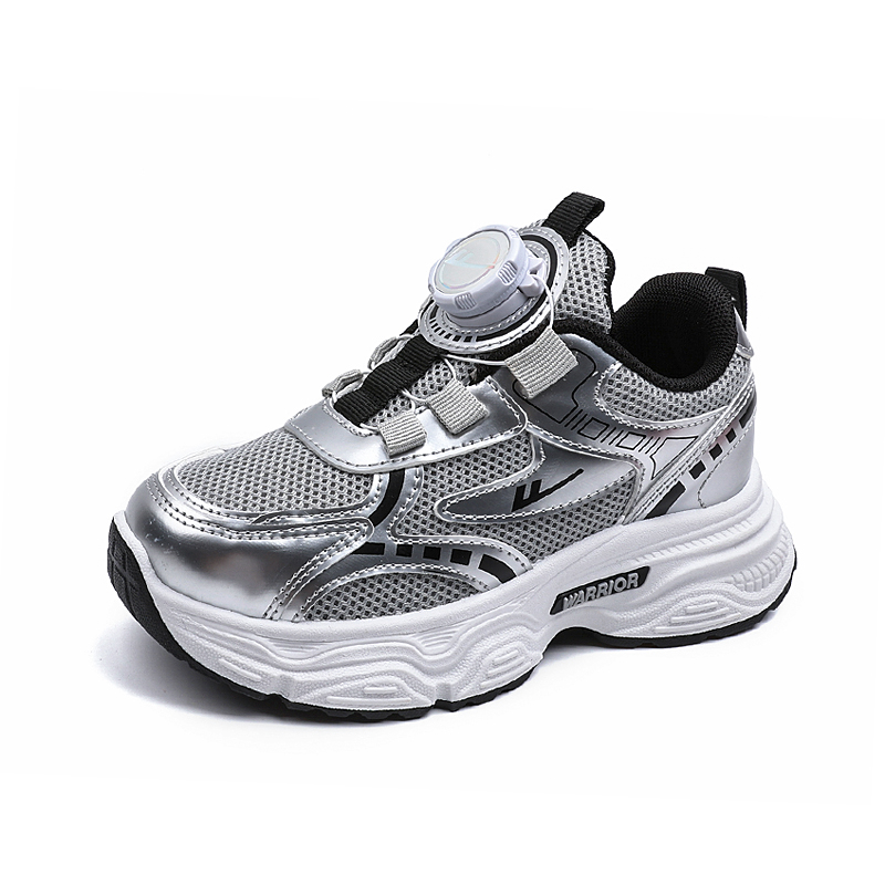 WARRIOR Дышащие и износостойкие низкие детские беговые кроссовки silver gray black kids — фото 3