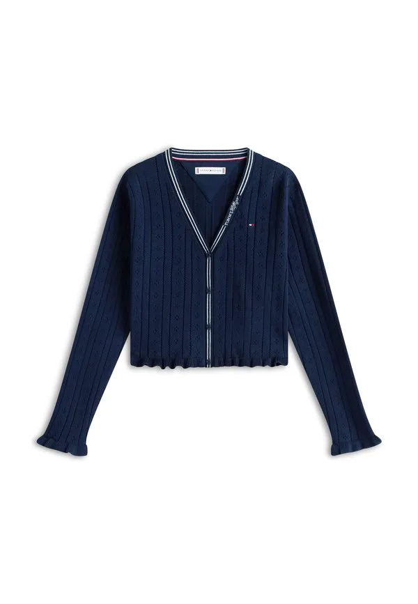 Кардиган с ажурной оборкой и v-образным вырезом Tommy Hilfiger, Dark Night Navy — фото 4