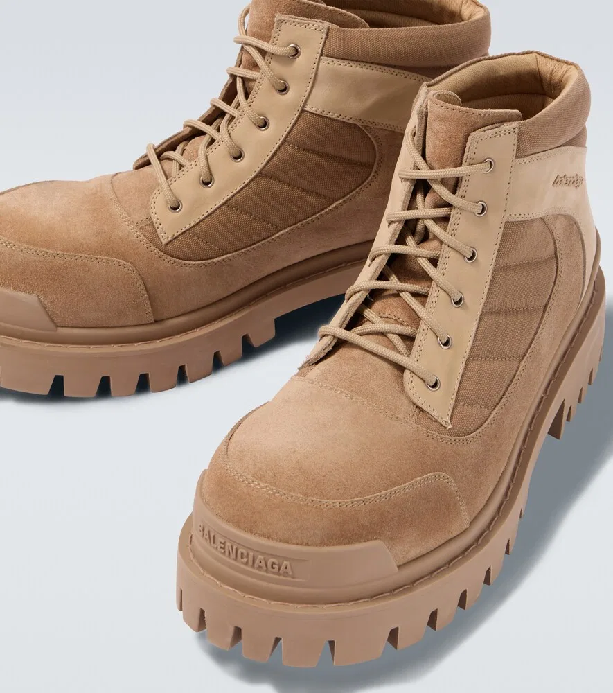 Ботинки Combat Strike на шнуровке с замшевой отделкой Balenciaga, бежевый — фото 3