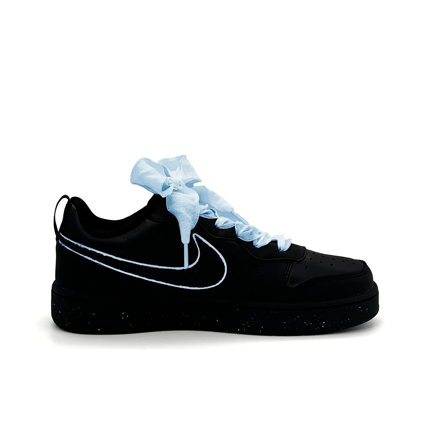 Nike Кроссовки для скейтбординга Court Borough Blue Ink Teal Leather Slip Resistant низкие детские черно-синие — фото 3