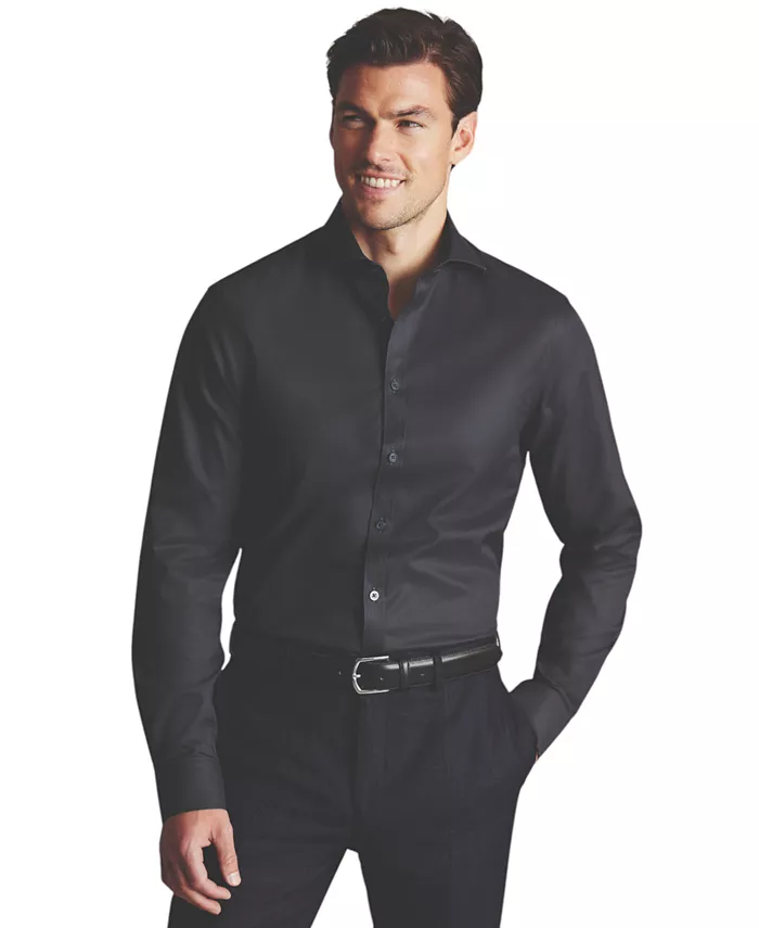 

Мужская классическая рубашка Slim-Fit из твила, не требует глажки Charles Tyrwhitt, серый