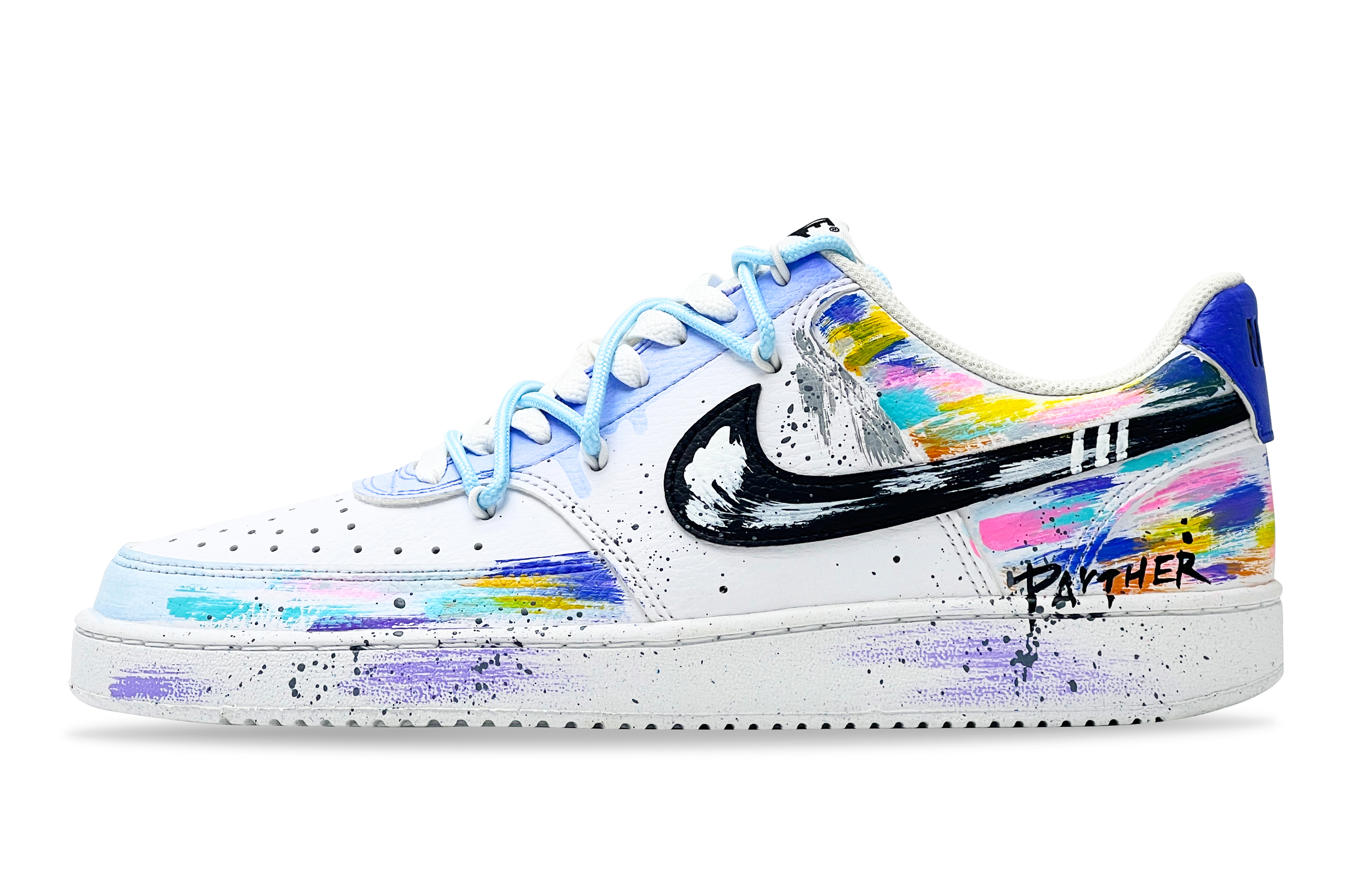 Nike Кроссовки Court Vision 1 с низким верхом, противоскользящие, износостойкие, для скейтбординга, унисекс, белые, синие