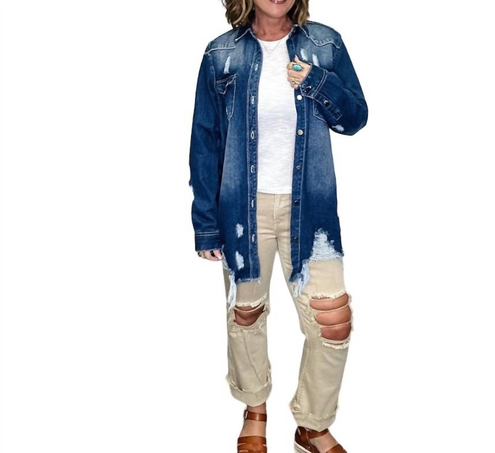 

Куртка-рубашка из потертого денима American Bazi, цвет denim