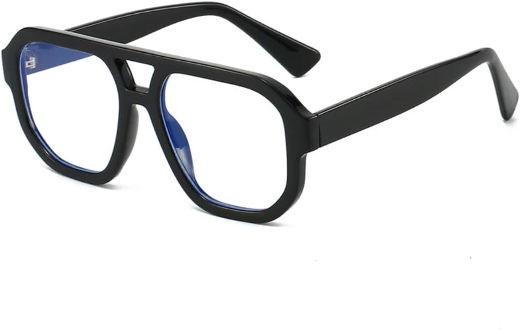 

Мужские солнцезащитные очки в стиле ретро с двойной перемычкой и квадратной оправой для защиты от УФ-излучения UV400, модные женские очки с прозрачными линзами generic, Black Clear