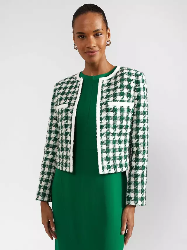 

Куртка Hobbs Genevieve Large Houndstooth Boucle, цвет green/ivory