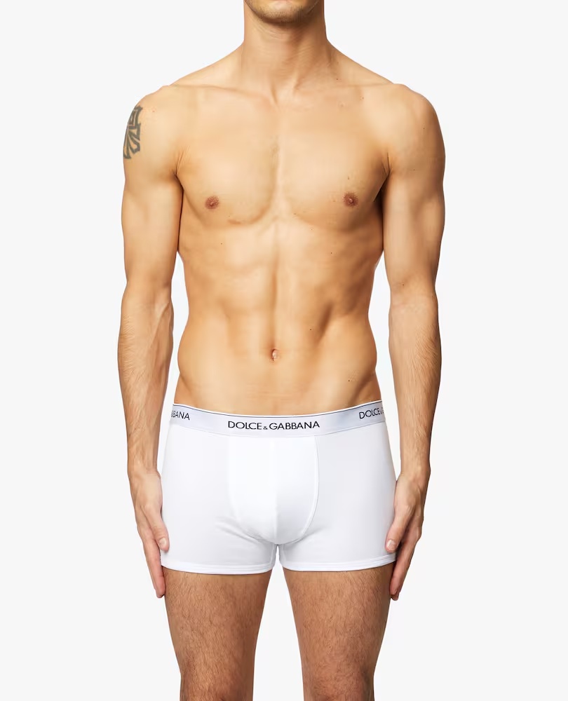 Комплект из 2 боксеров из хлопка стрейч Dolce & Gabbana, цвет Bianco Ottico — фото 2