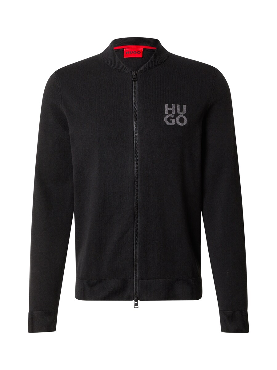 

Вязаный кардиган HUGO Knit Cardigan Solouh, черный