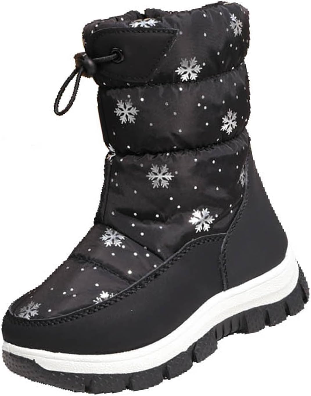 

Девочкам зимние теплые сапоги с мехом, средние по голени, водонепроницаемые, с легким надеванием, для активного отдыха и походов, ботинки на щиколотку, противоскользящие для ходьбы Generic, Black