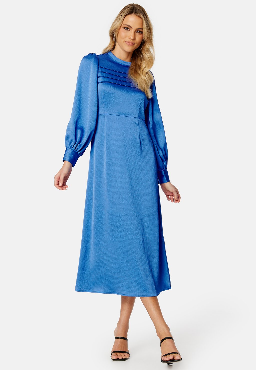 

Повседневное платье LONG SLEEVE SATIN MIDI DRESS Bubbleroom, темно-синий