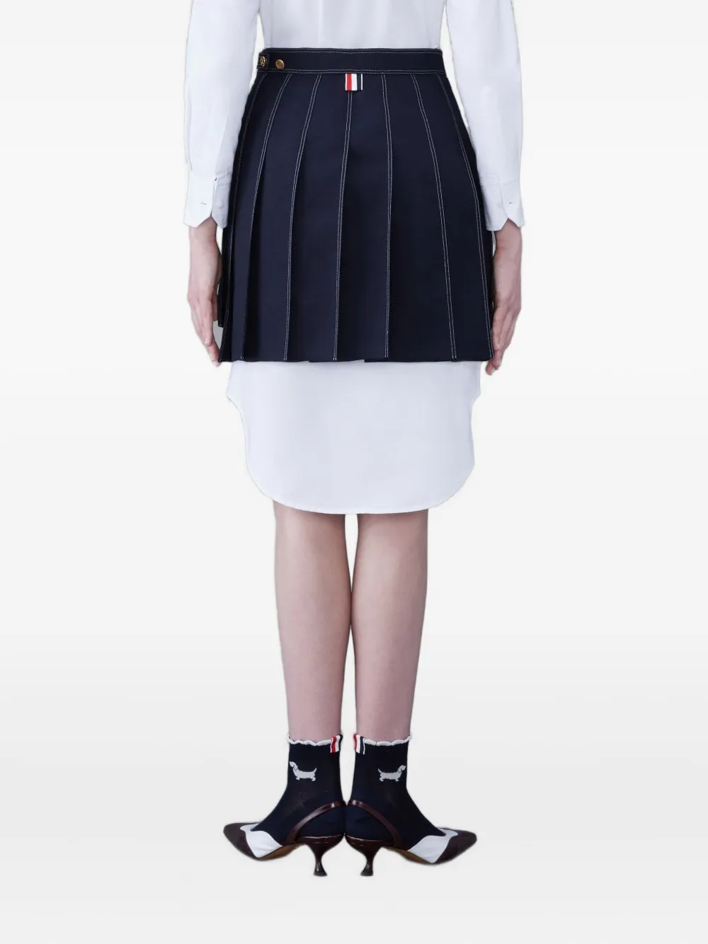 

Плиссированная мини-юбка THOM BROWNE, синий