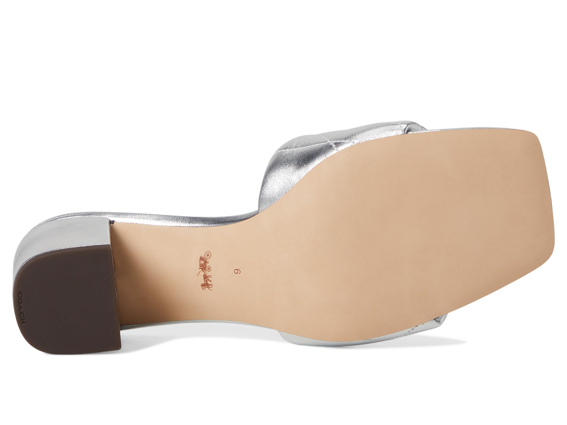 Сандалии COACH Holly Block Heel Sandals with Quilting, серебряный — фото 3
