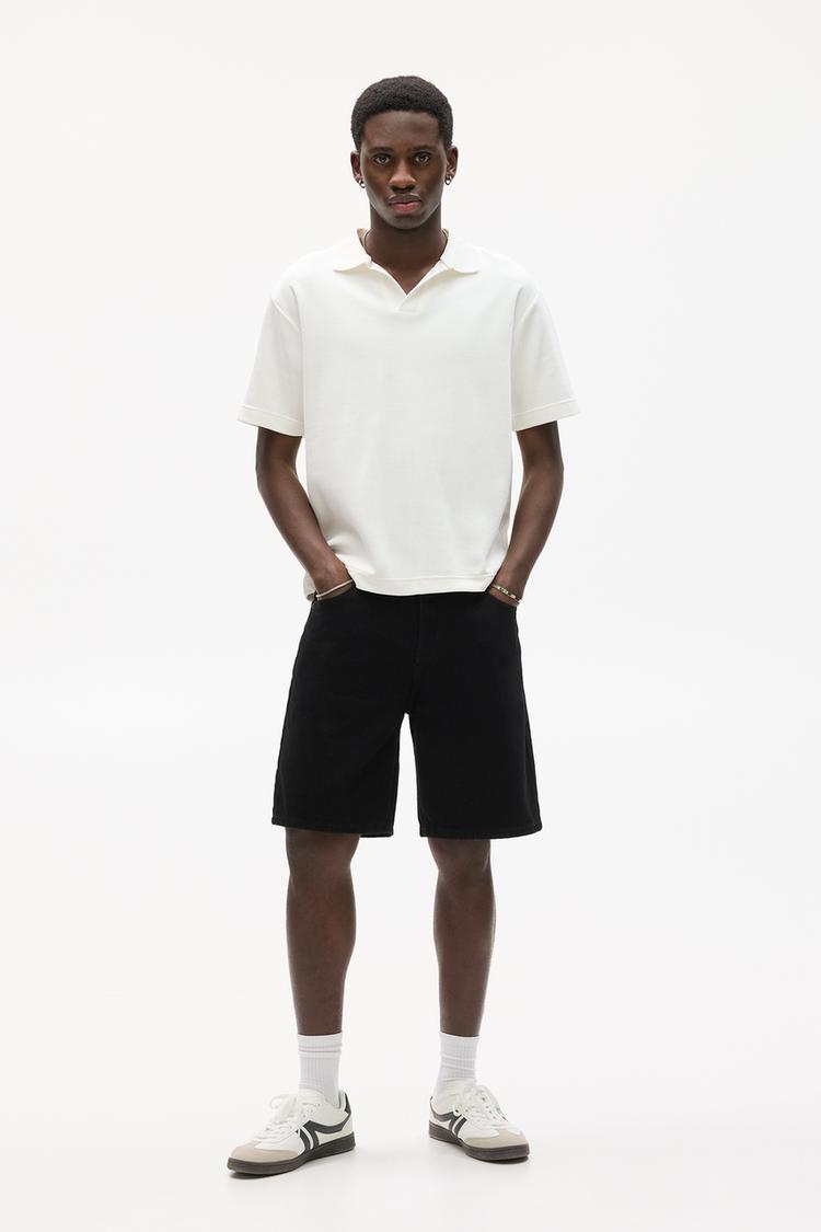 

Стандартные джинсовые шорты-бермуды Pull And Bear, черный