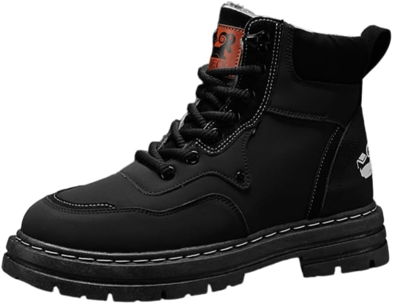 

Мужские ботинки большого размера с высокой подошвой и утеплителем - модные большие зимние ботинки для холодной погоды Hoalox, черный