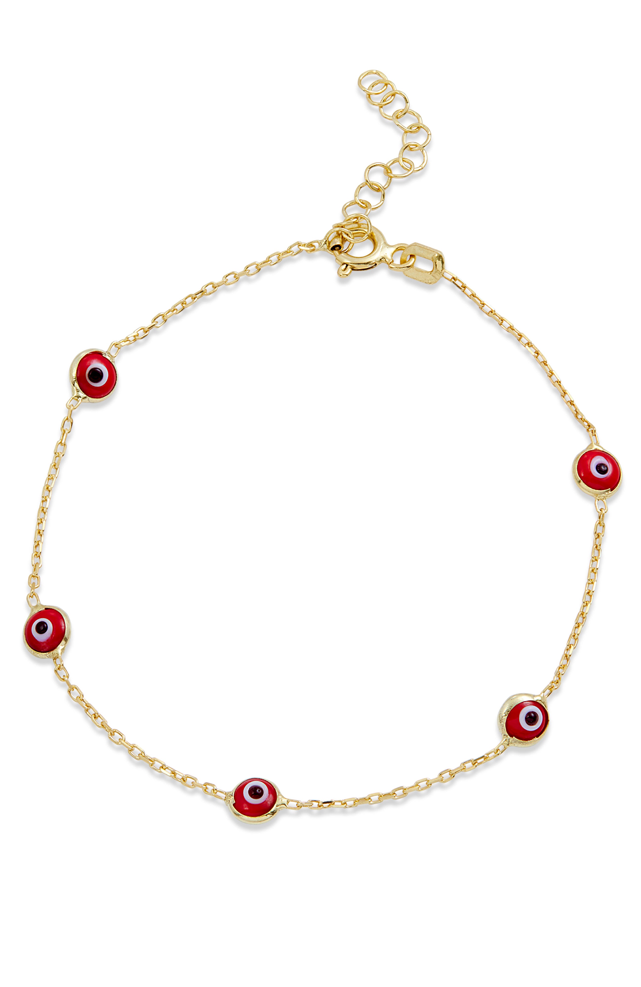 

Красный браслет от сглаза из 18-каратного золота и стерлингового серебра Savvy Cie Jewels, желтый