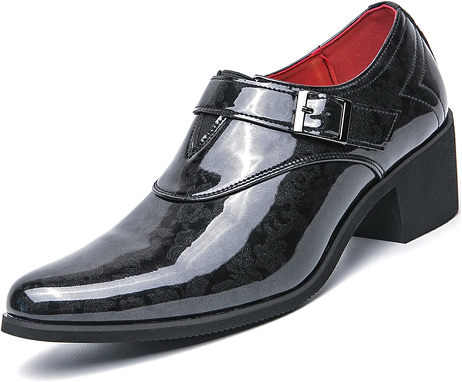 

Мужские кожаные лоферы с массивным каблуком на ремешке-монке, модный заостренный носок, без шнуровки, на высоком каблуке, оксфорды для торжественных мероприятий, повседневная, деловая и свадебная обувь Ptnoka, черный