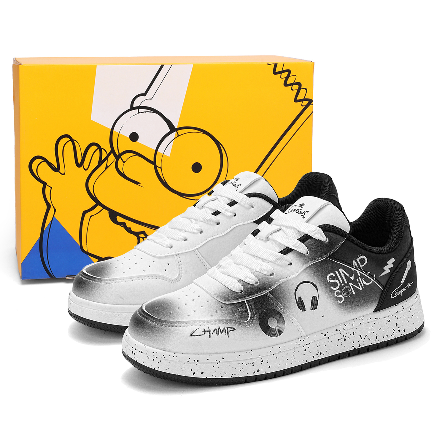 

The Simpsons Абразивостойкие легкие дышащие низкие скейтерские кроссовки с эффектом увеличения роста унисекс черные, цвет Black