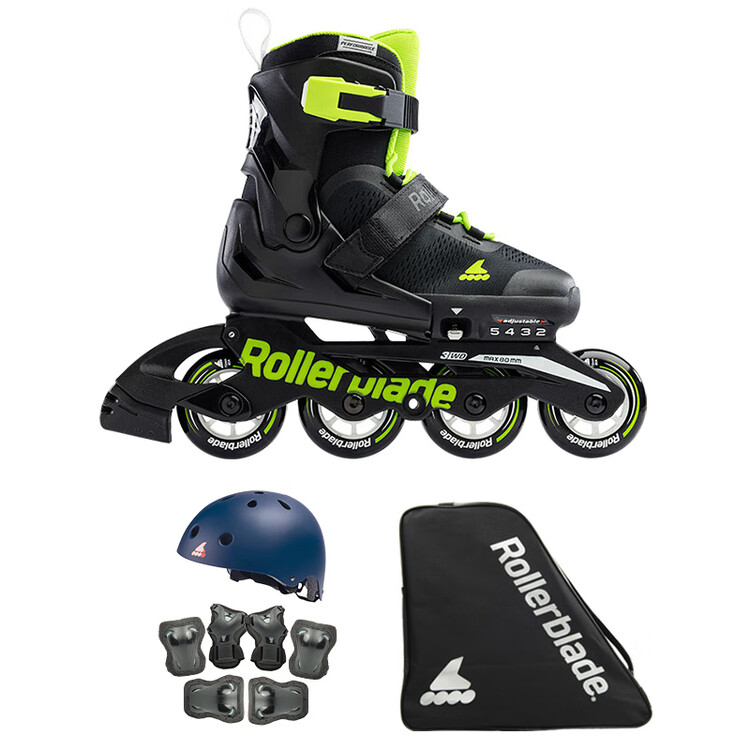 

RollerBlade Детские роликовые коньки с регулируемым размером, черно-зеленые, Premium Set B, размер L (36.5-40.5 см)