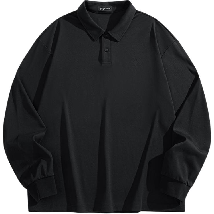 

Футболка мужская с длинным рукавом и отложным воротником Stretch PEACEBIRD MEN, raven 1