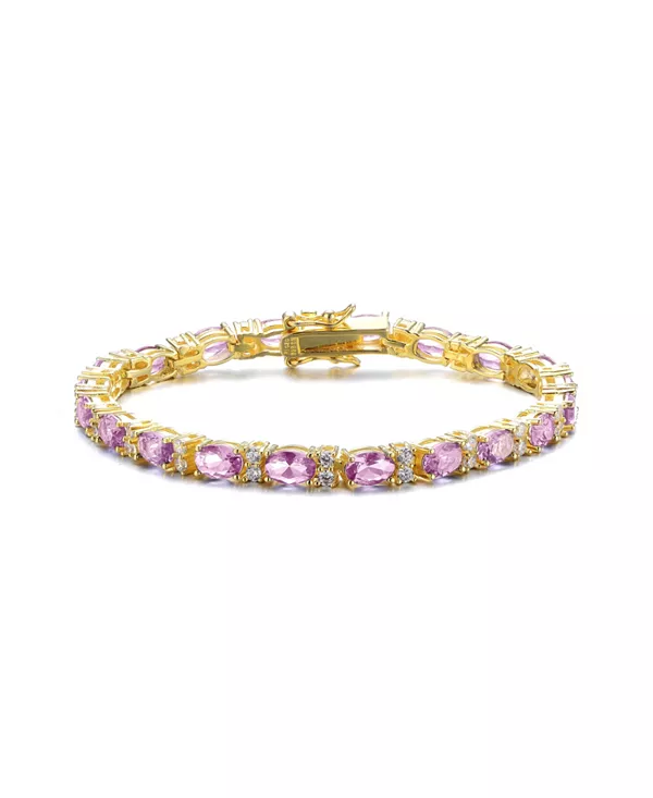

Теннисный браслет из стерлингового серебра с цветными кубическими цирконами, покрытый белым золотом, 14-каратным золотом или 18-каратным розовым золотом Genevive, rose
