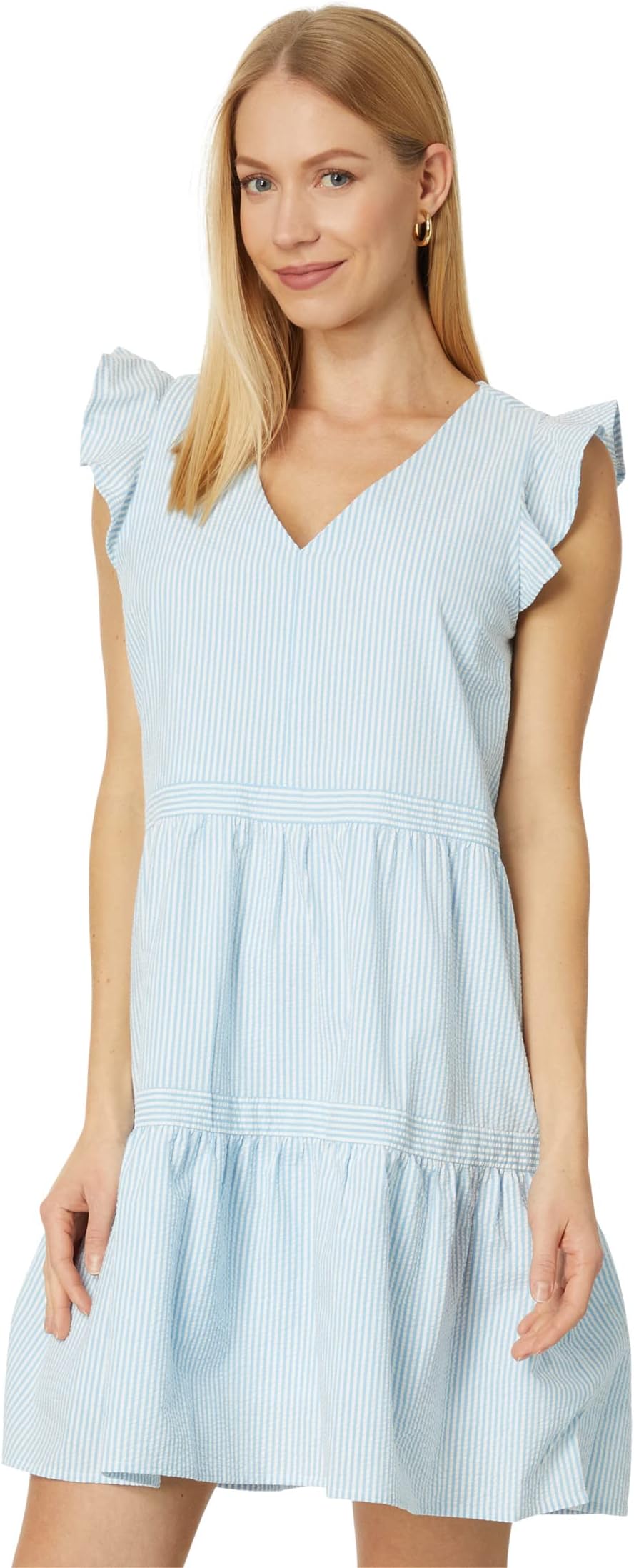 

Платье Southern Tide Evelyn Seersucker Tiered Dress, цвет Sky Blue