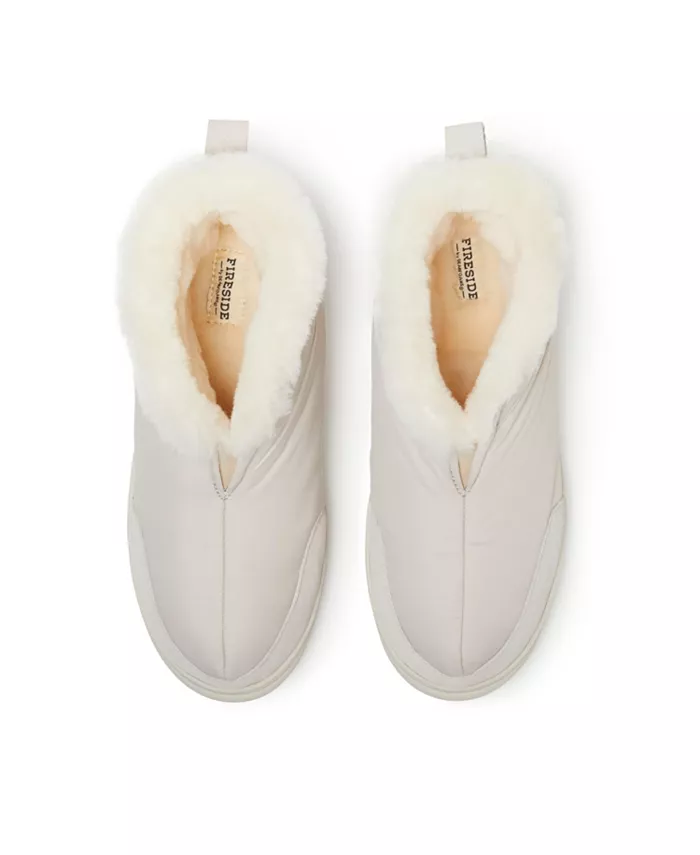 Мужские уютные тапочки Fireside by Shearling Warm Up Bootie Dearfoams, коричневый/бежевый — фото 3
